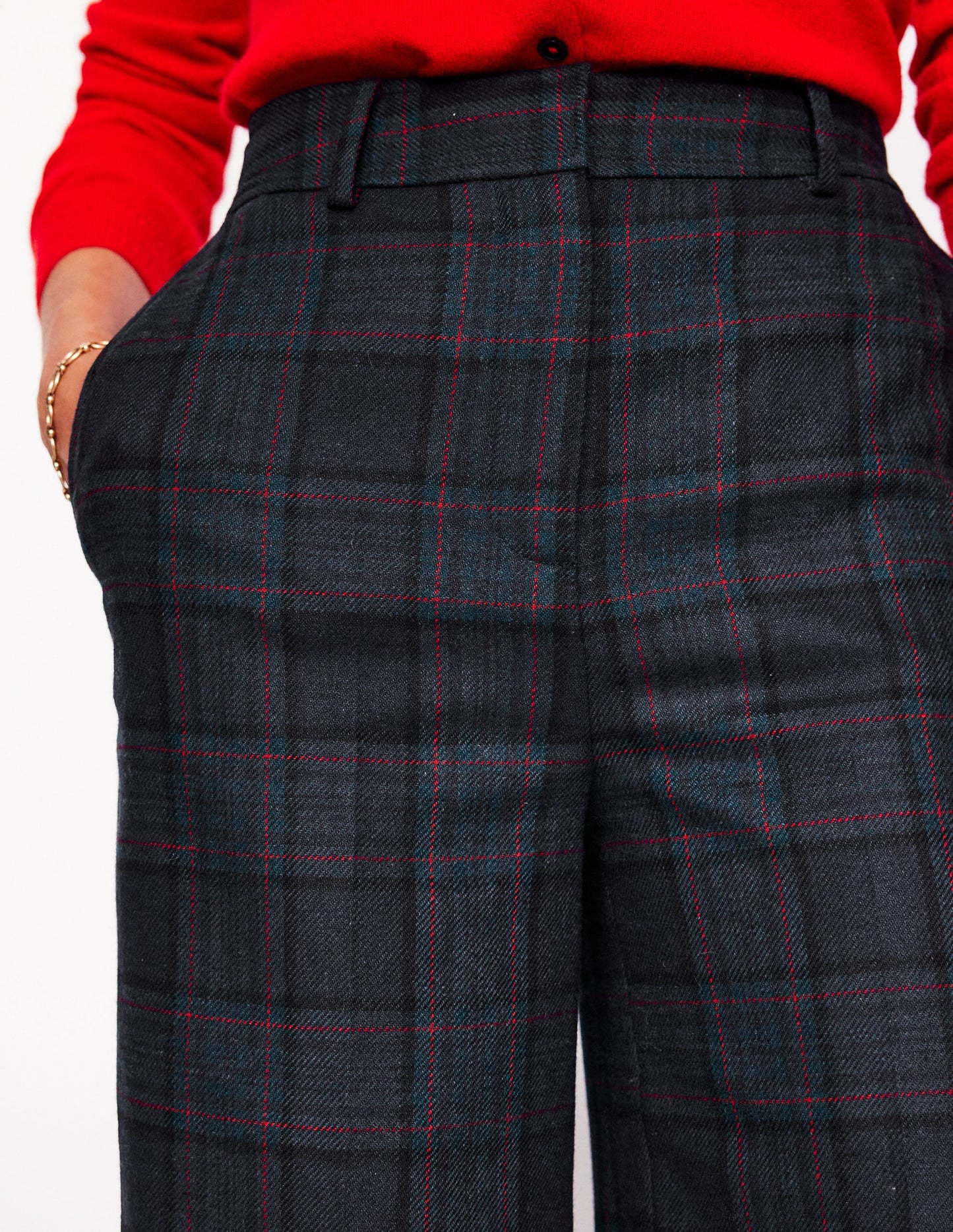 Westbourne Check Pants-Navy and Green Check