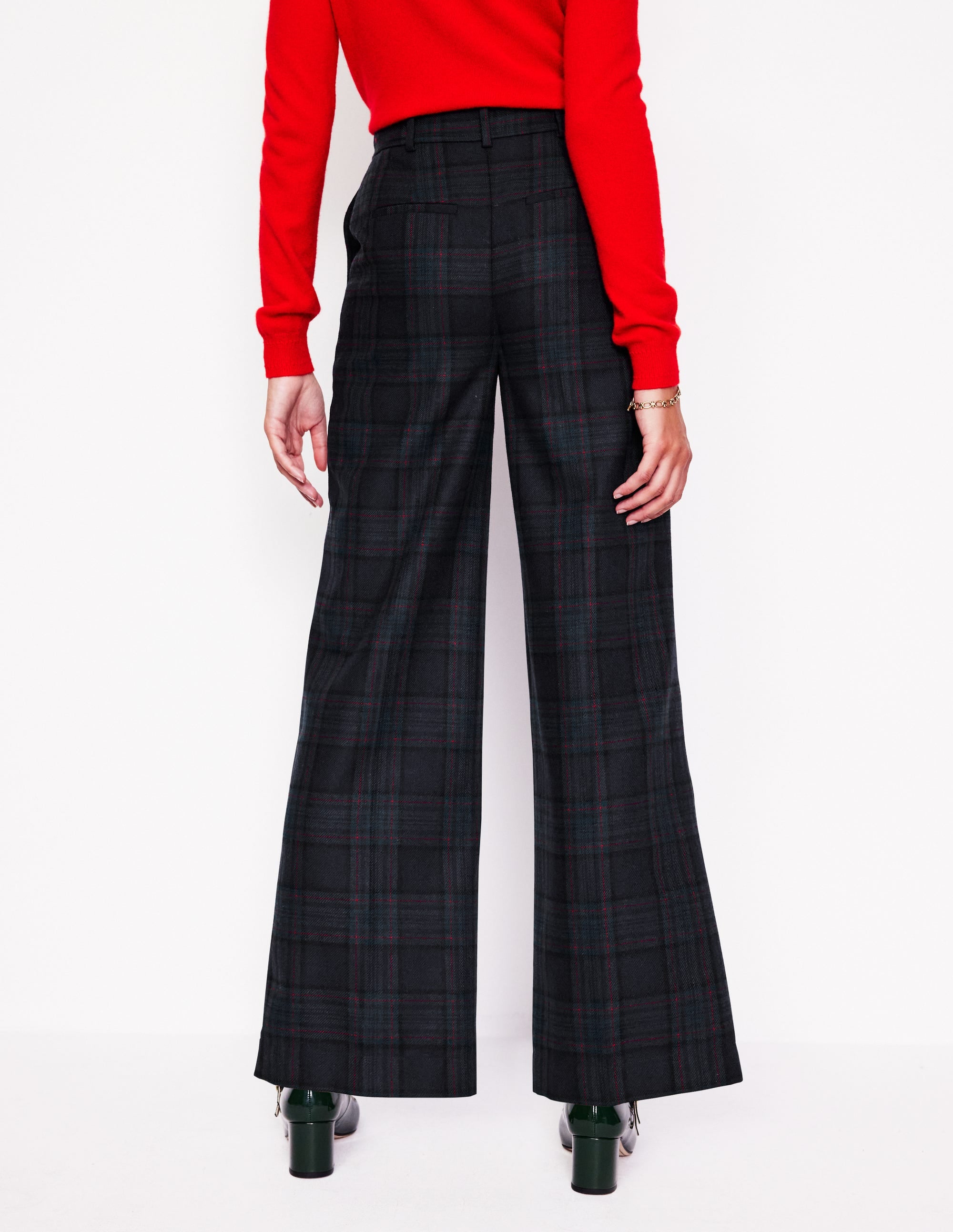 Westbourne Check Pants-Navy and Green Check - Image 3