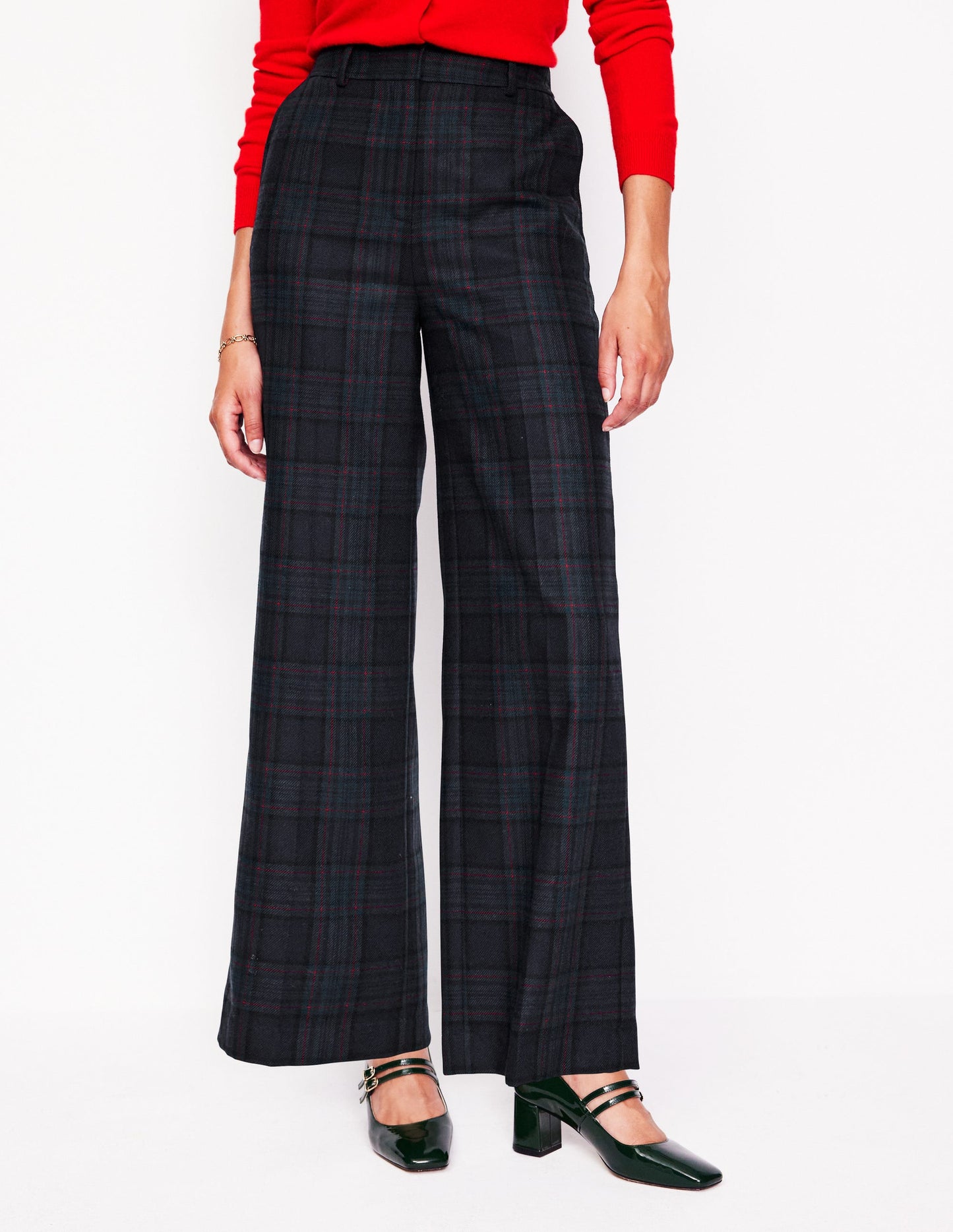 Westbourne Check Pants-Navy and Green Check