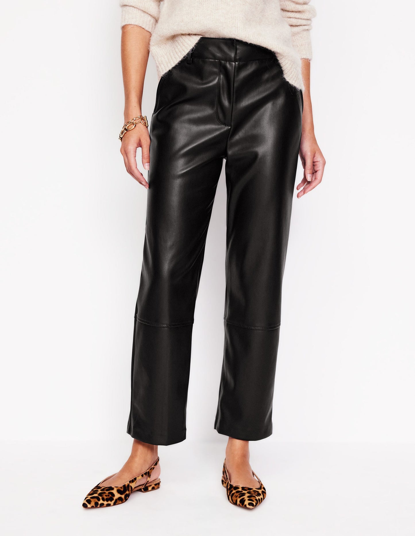 Tapered PU Pants-Black