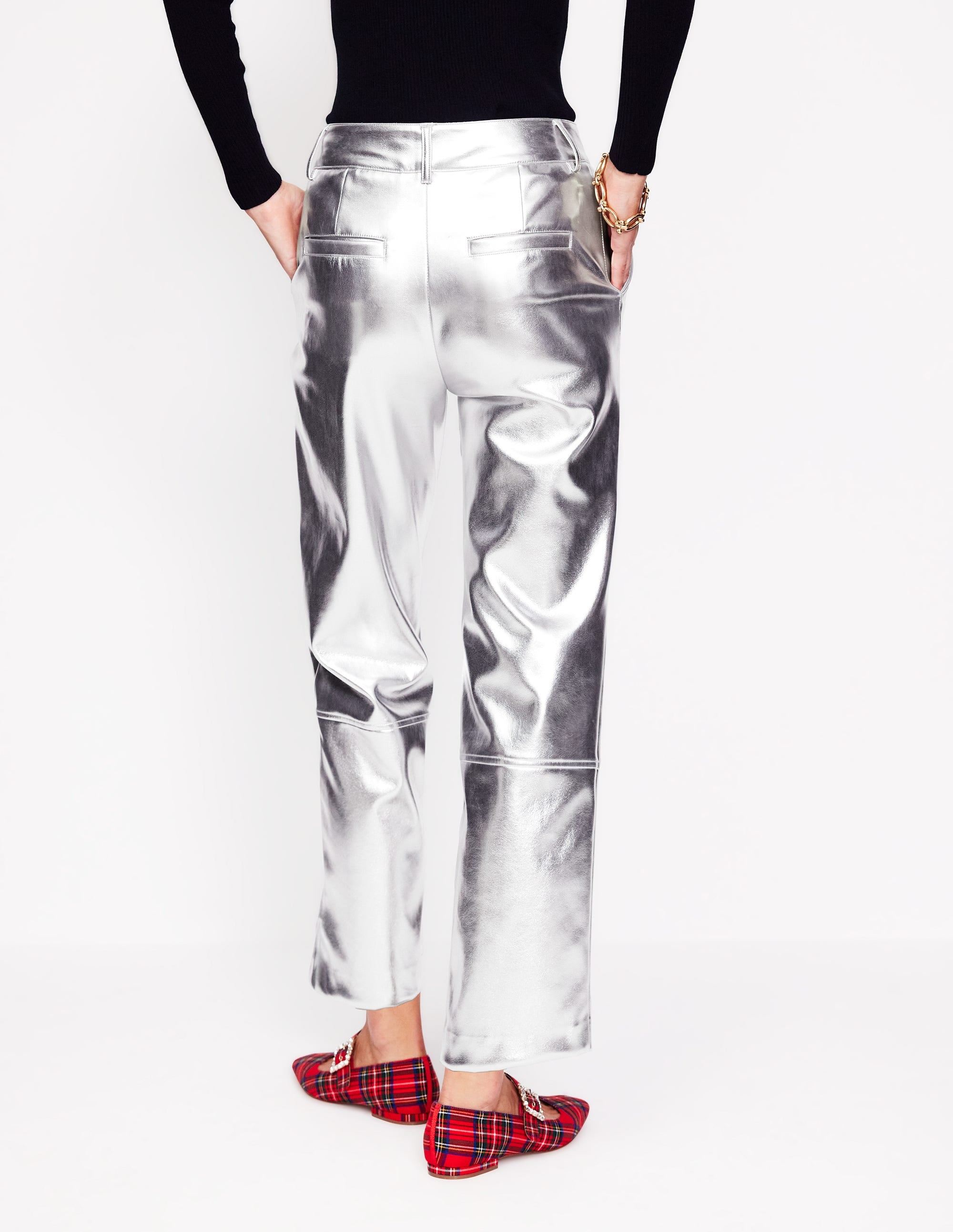 Tapered PU Pants-Silver - Image 3