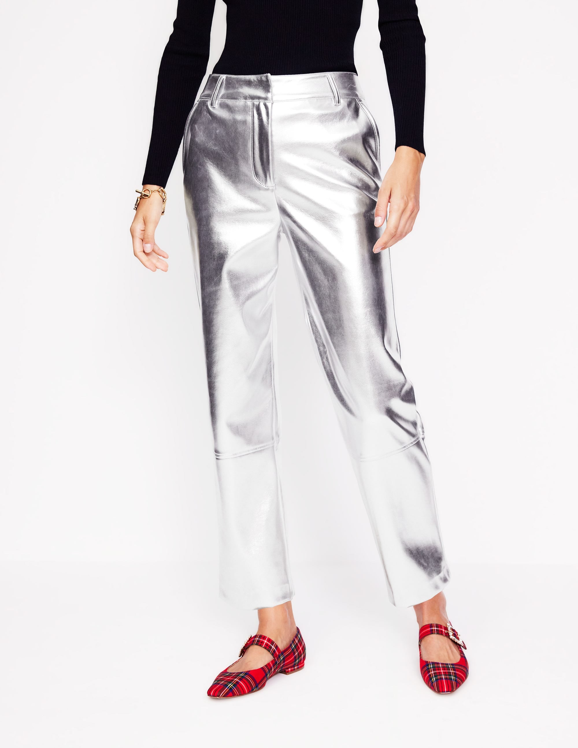 Tapered PU Pants-Silver - Image 4
