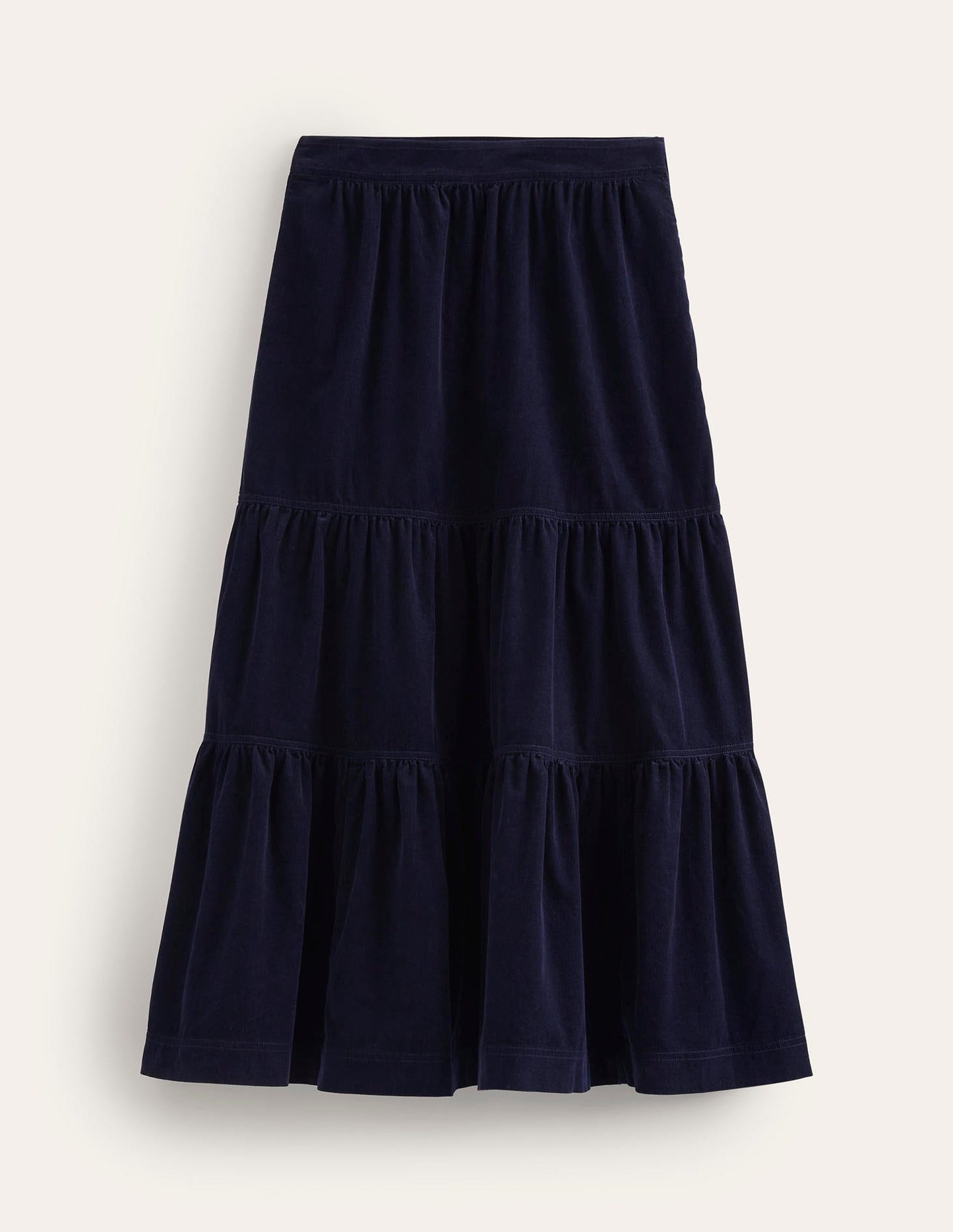 Viv Cord Tiered Maxi Skirt-Navy