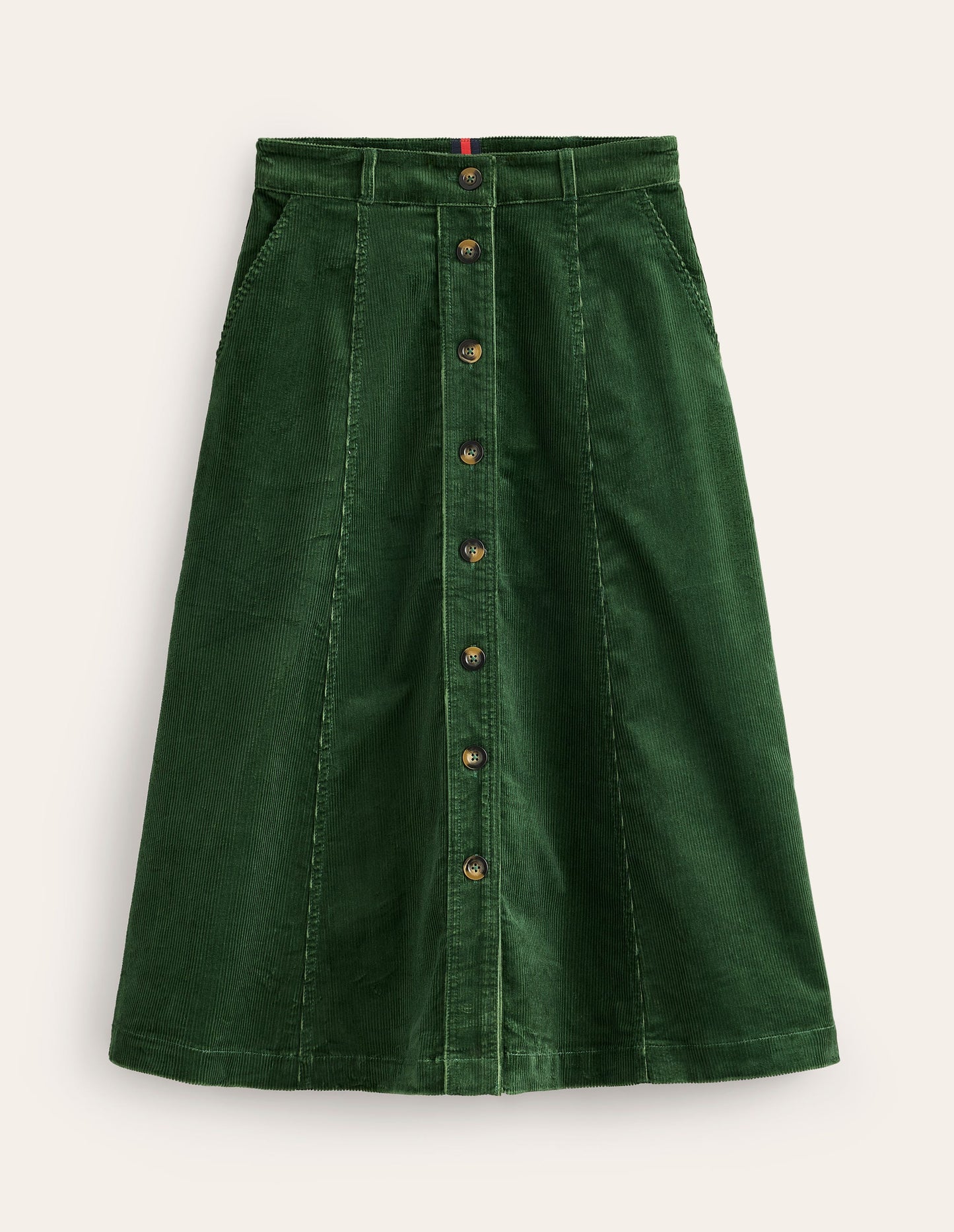 Davina Cord Midi Skirt-Winter Green