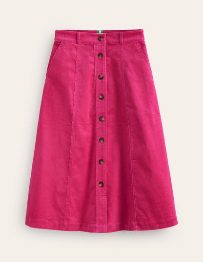 Davina Cord Midi Skirt-Cherry Jam