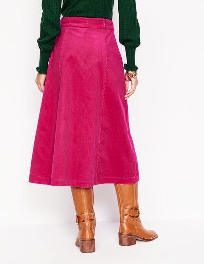 Davina Cord Midi Skirt-Cherry Jam