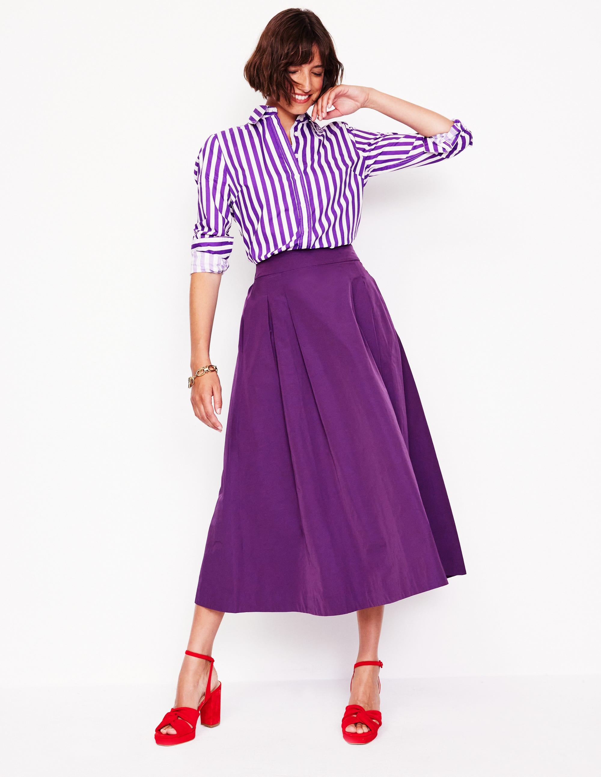Isabella Taffeta Midi Skirt-Viola - Image 1