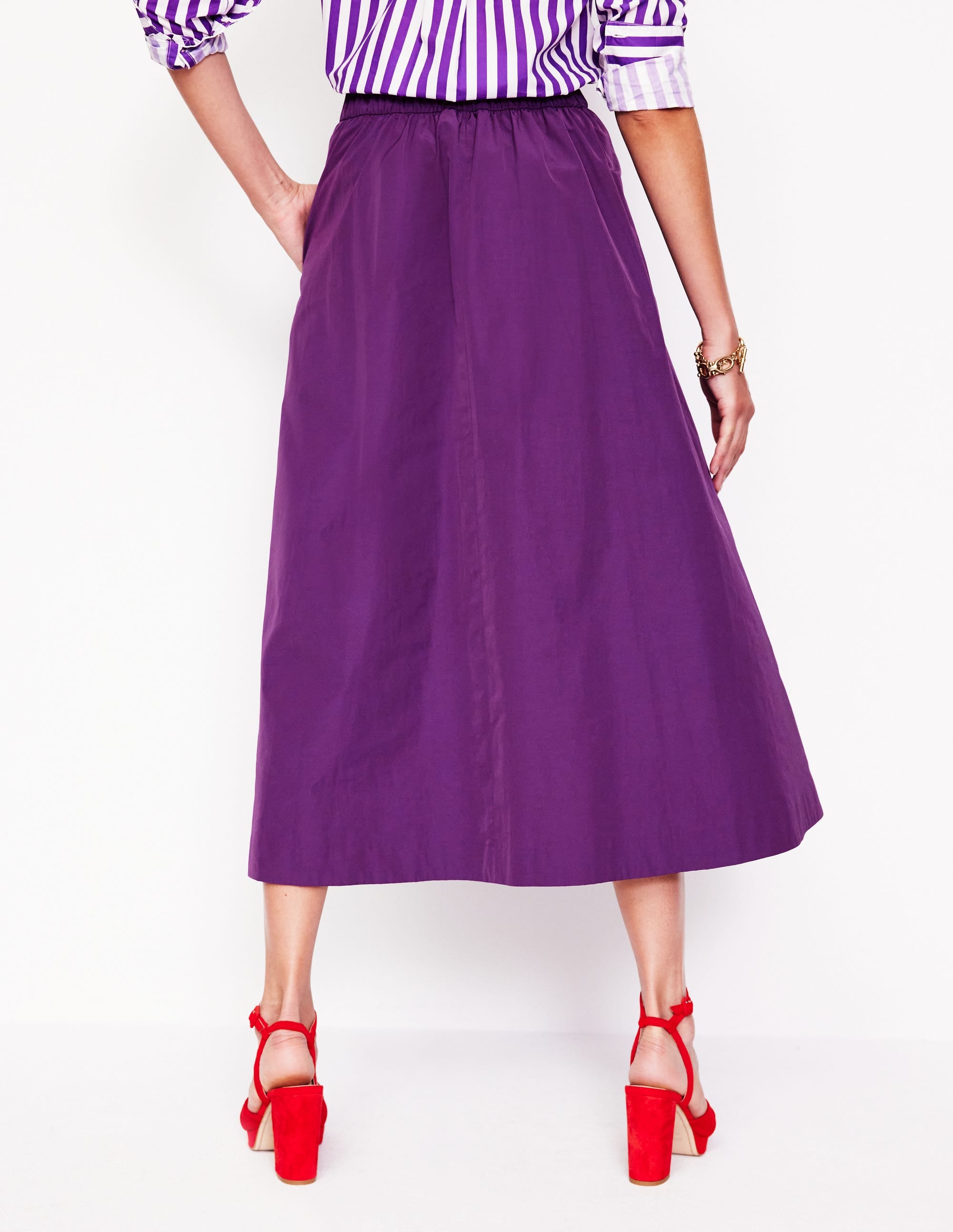 Isabella Taffeta Midi Skirt-Viola - Image 3