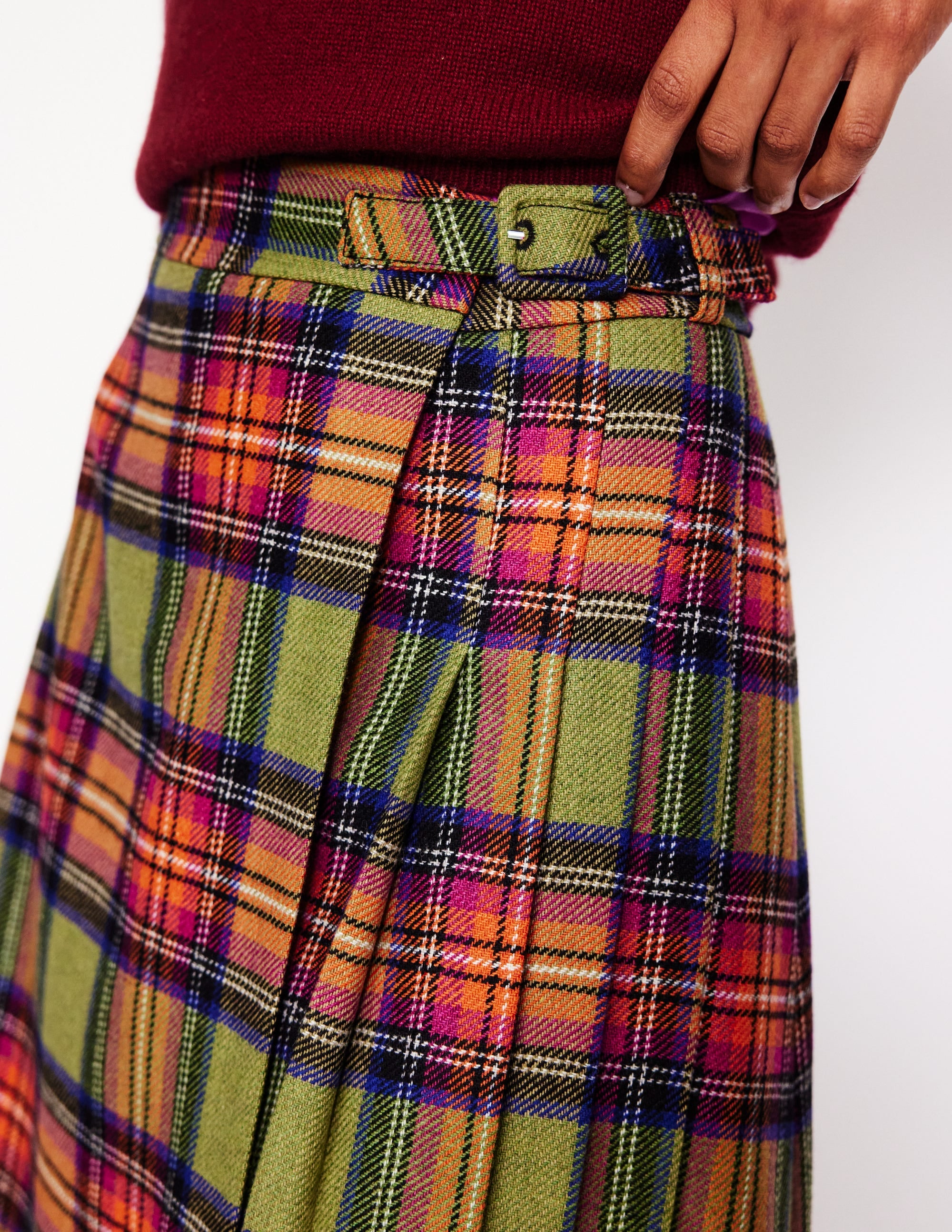 Helen Buckled Kilt-Green and Purple Check - Image 2