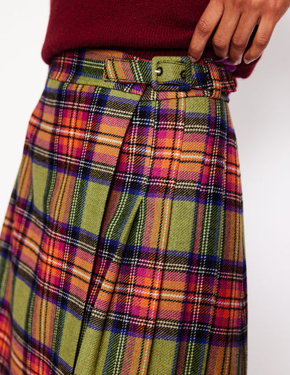 Helen Buckled Kilt-Green and Purple Check