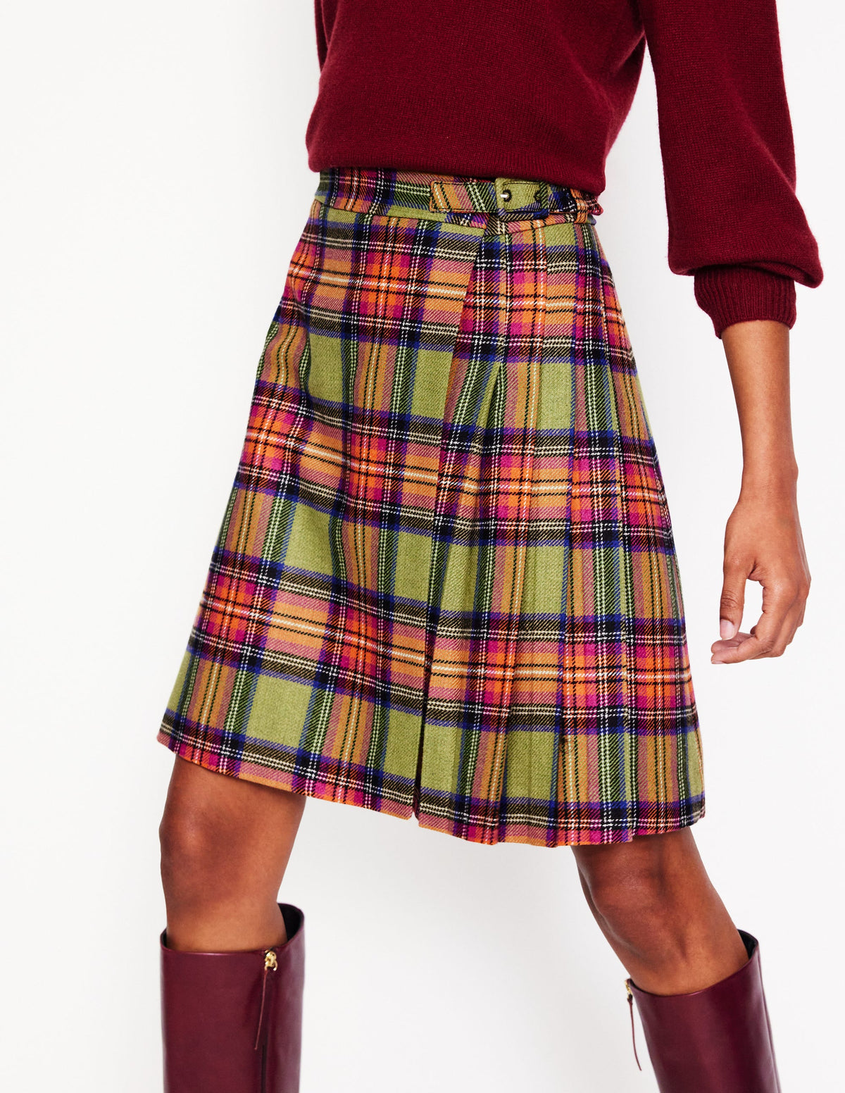 Helen Buckled Kilt-Green and Purple Check - Image 4
