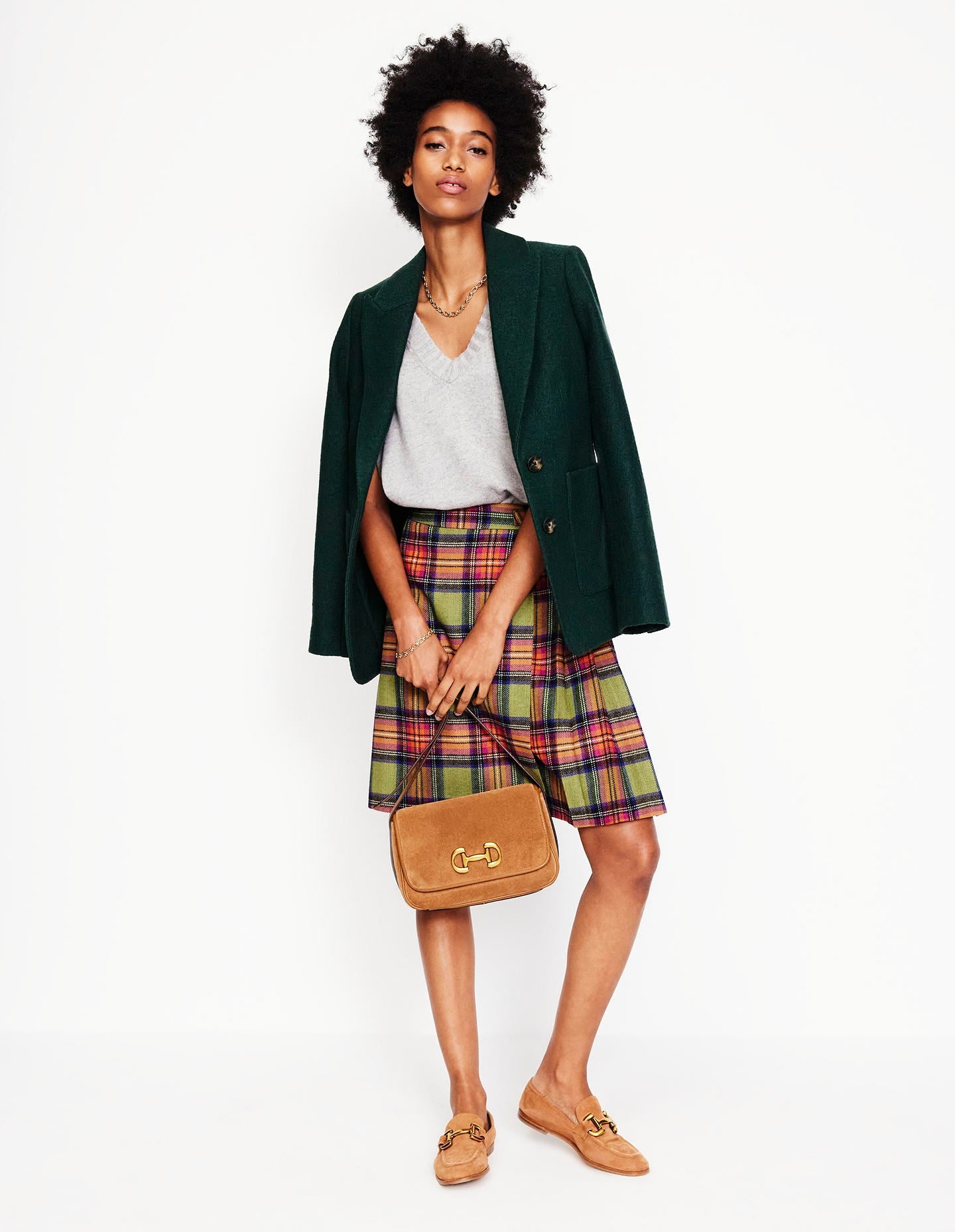 Helen Buckled Kilt-Green and Purple Check