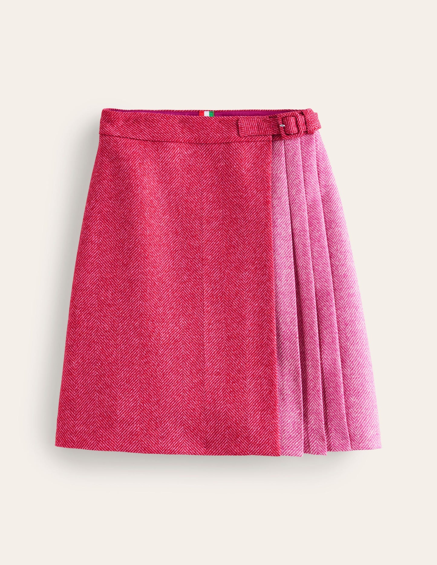 Helen Buckled Kilt-Pink Herringbone