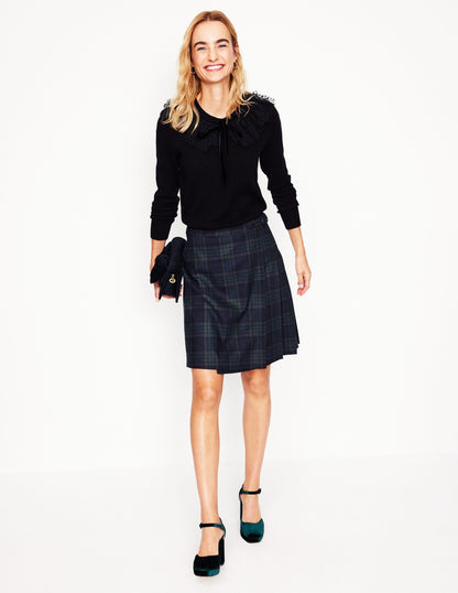 Helen Buckled Kilt-Navy and Green Check