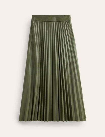 Camilla PU Maxi Skirt-Classic Khaki