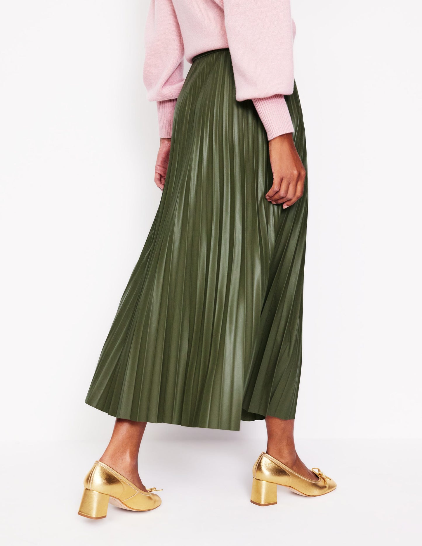 Camilla PU Maxi Skirt-Classic Khaki