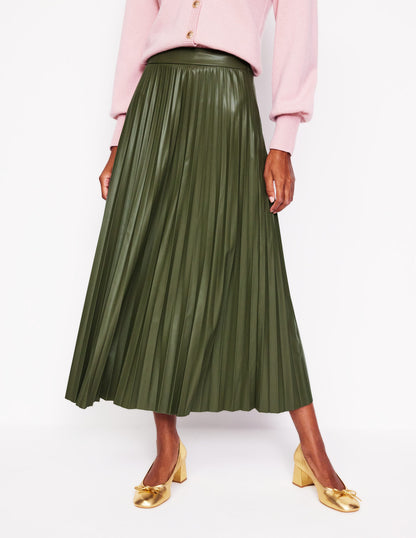 Camilla PU Maxi Skirt-Classic Khaki