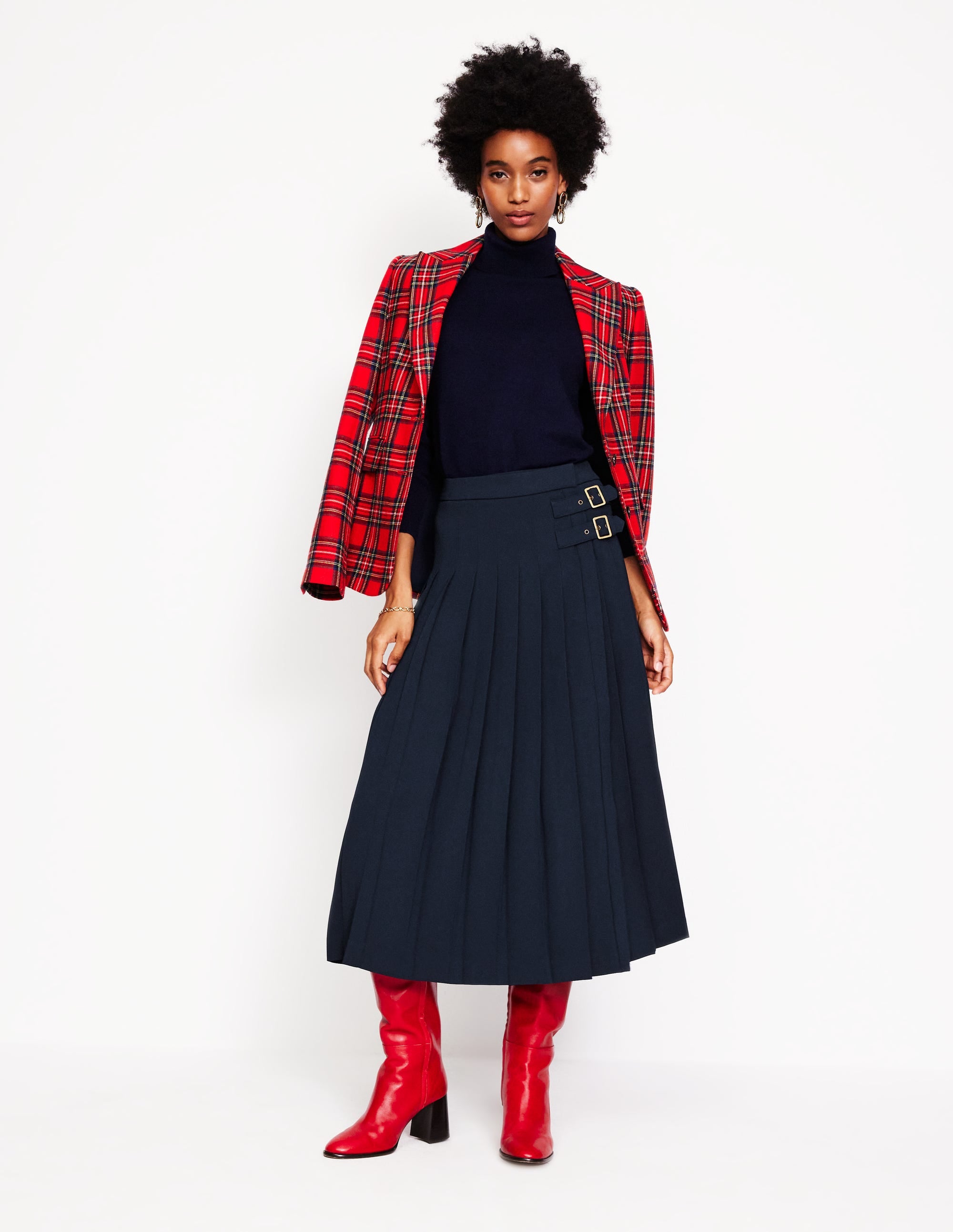 Josephine Midi Kilt-Navy - Image 1