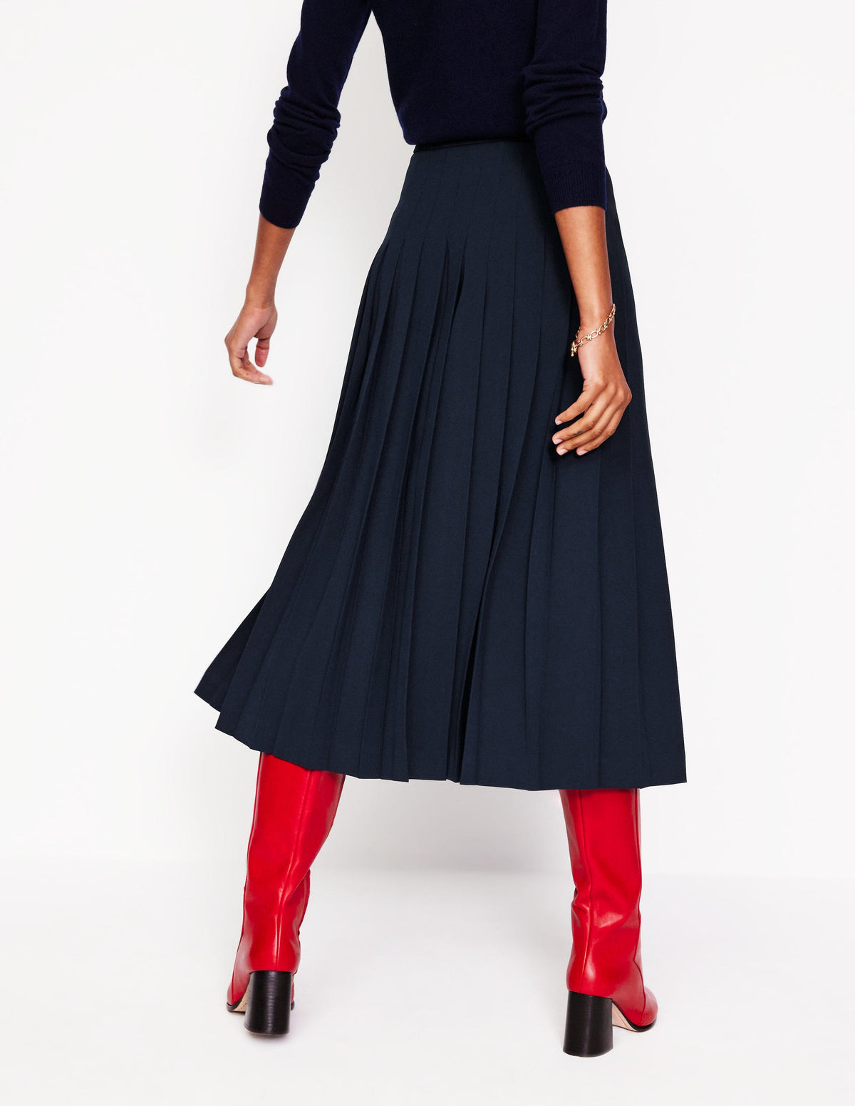 Josephine Midi Kilt-Navy - Image 3