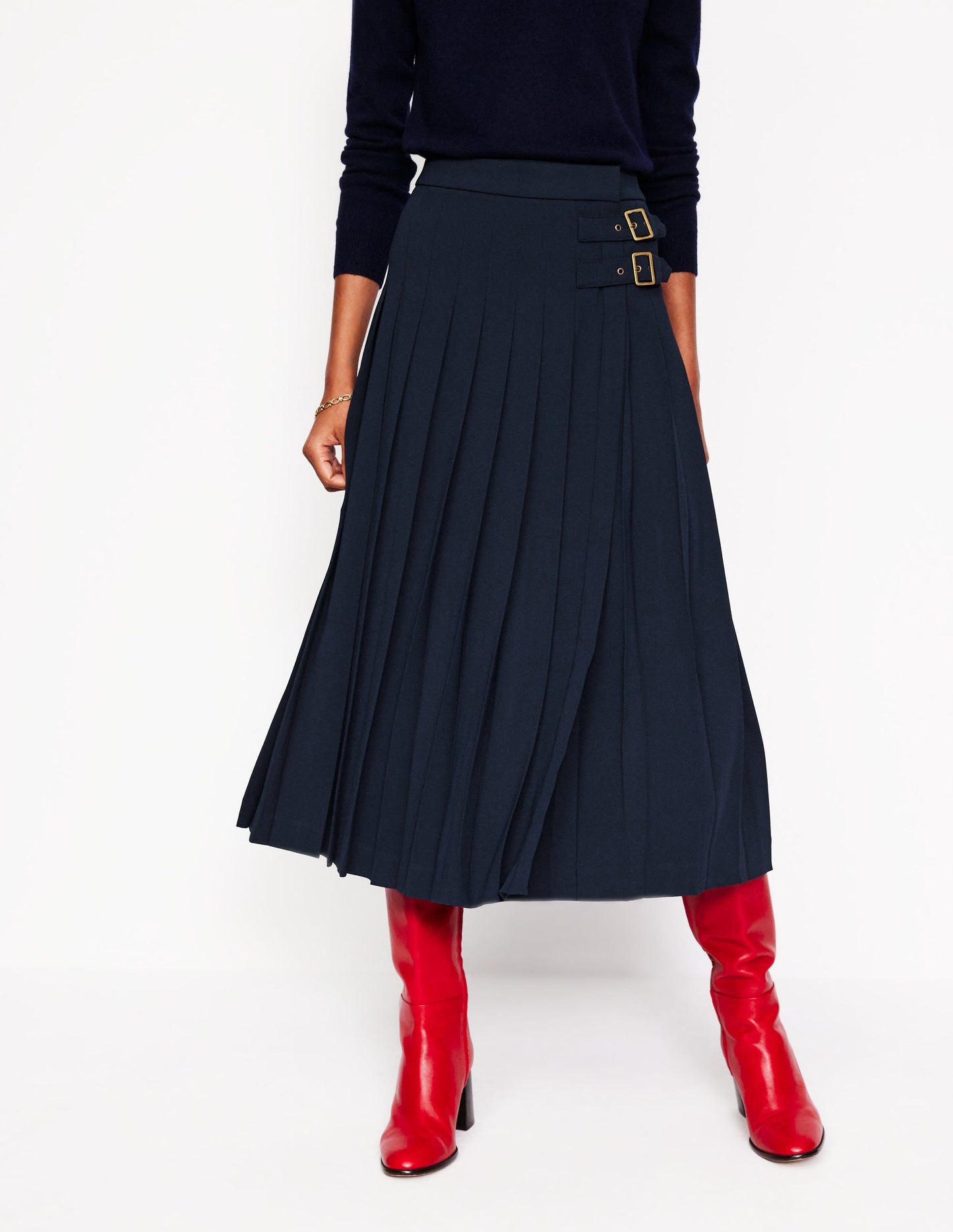 Josephine Midi Kilt-Navy