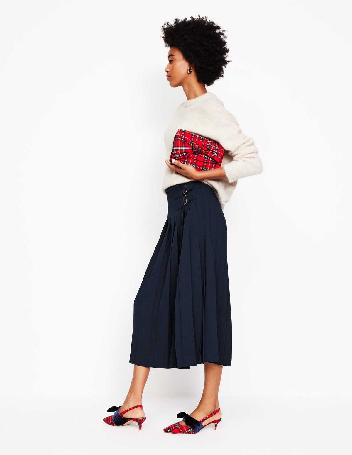 Josephine Midi Kilt-Navy - Image 5