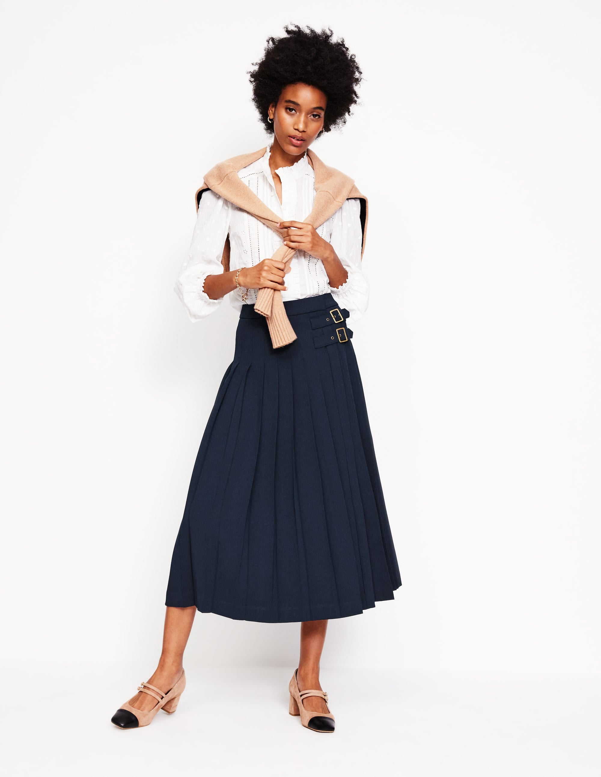 Josephine Midi Kilt-Navy - Image 6