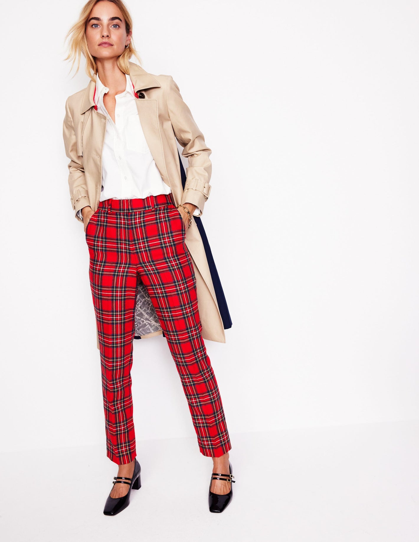 Kew Wool Blend Pants-Red and Blue Check