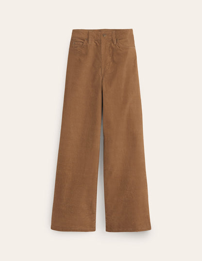 5 Pocket Cord Wide Jeans-Camel