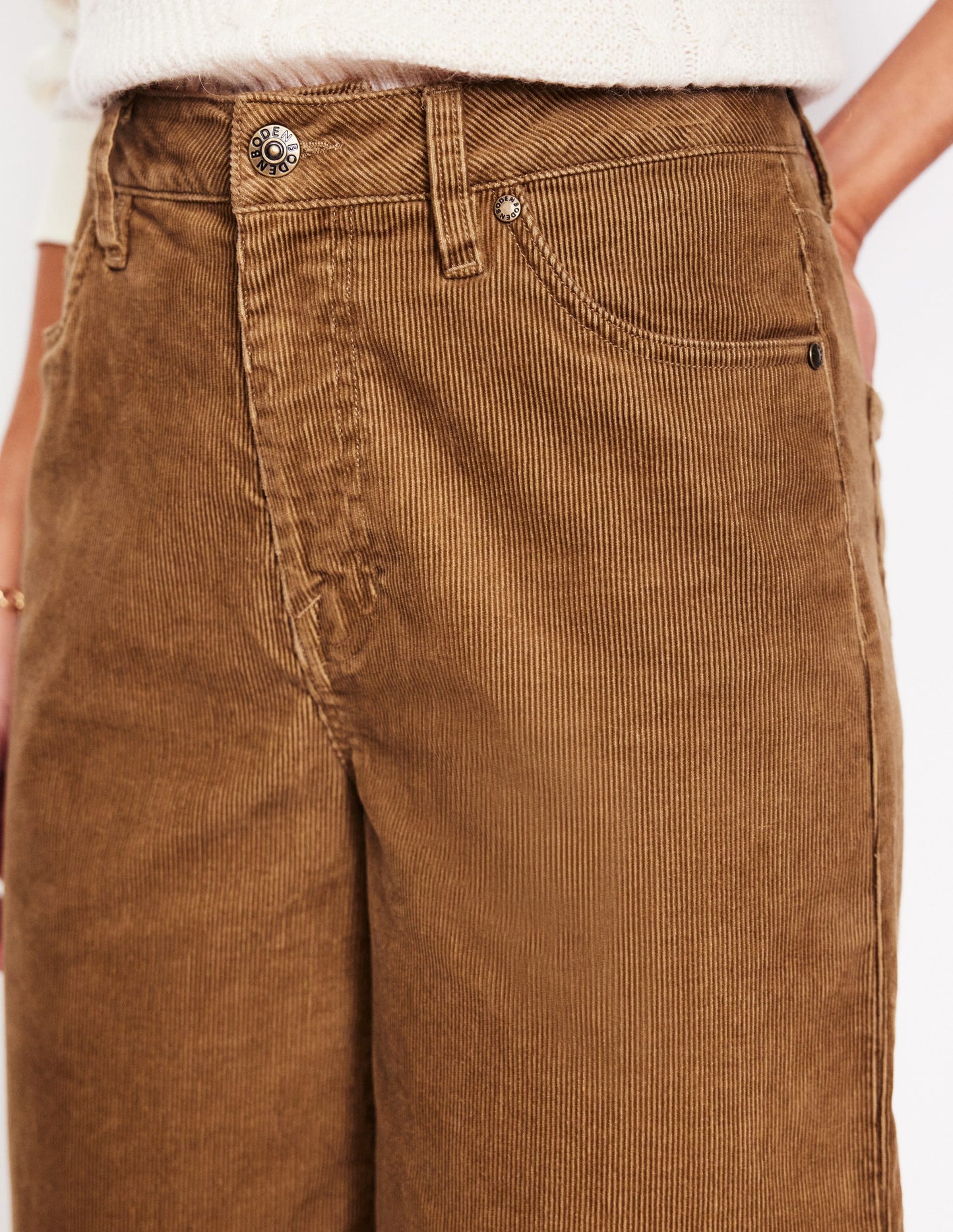 5 Pocket Cord Wide Jeans-Camel