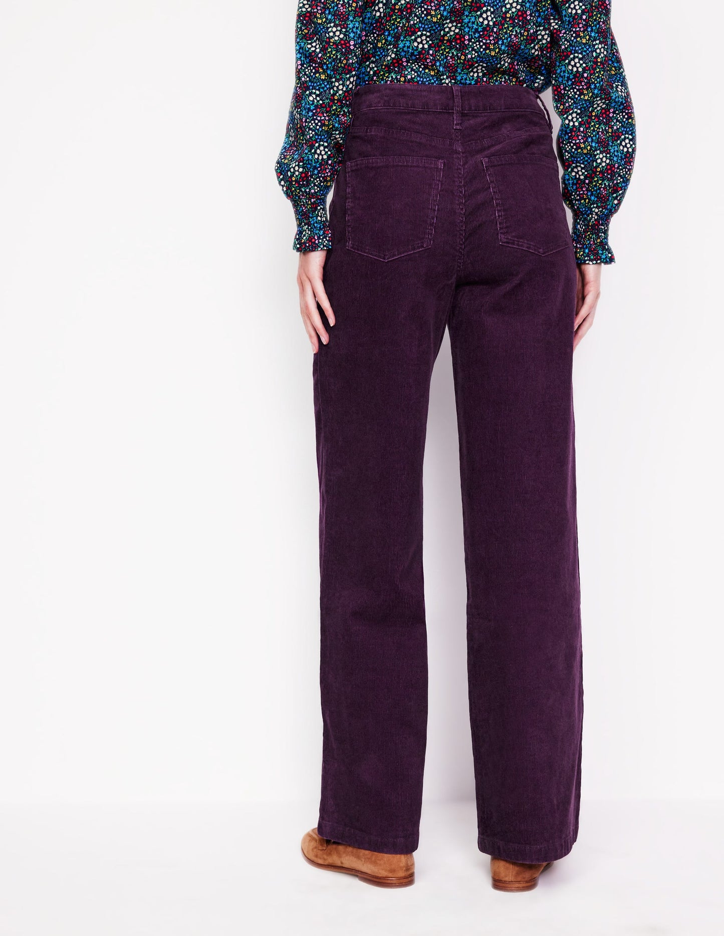 5 Pocket Cord Wide Jeans-Damson