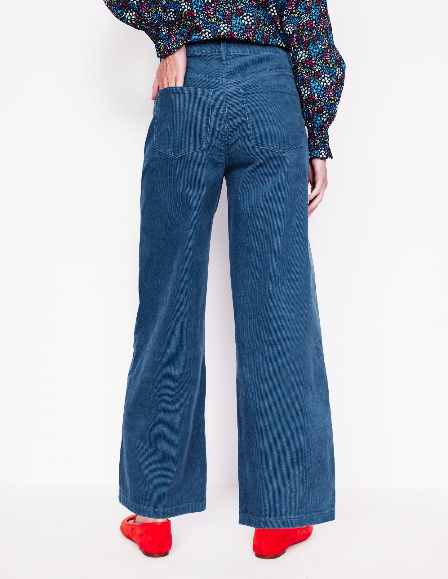 5 Pocket Cord Crop Jeans-Denim Blue