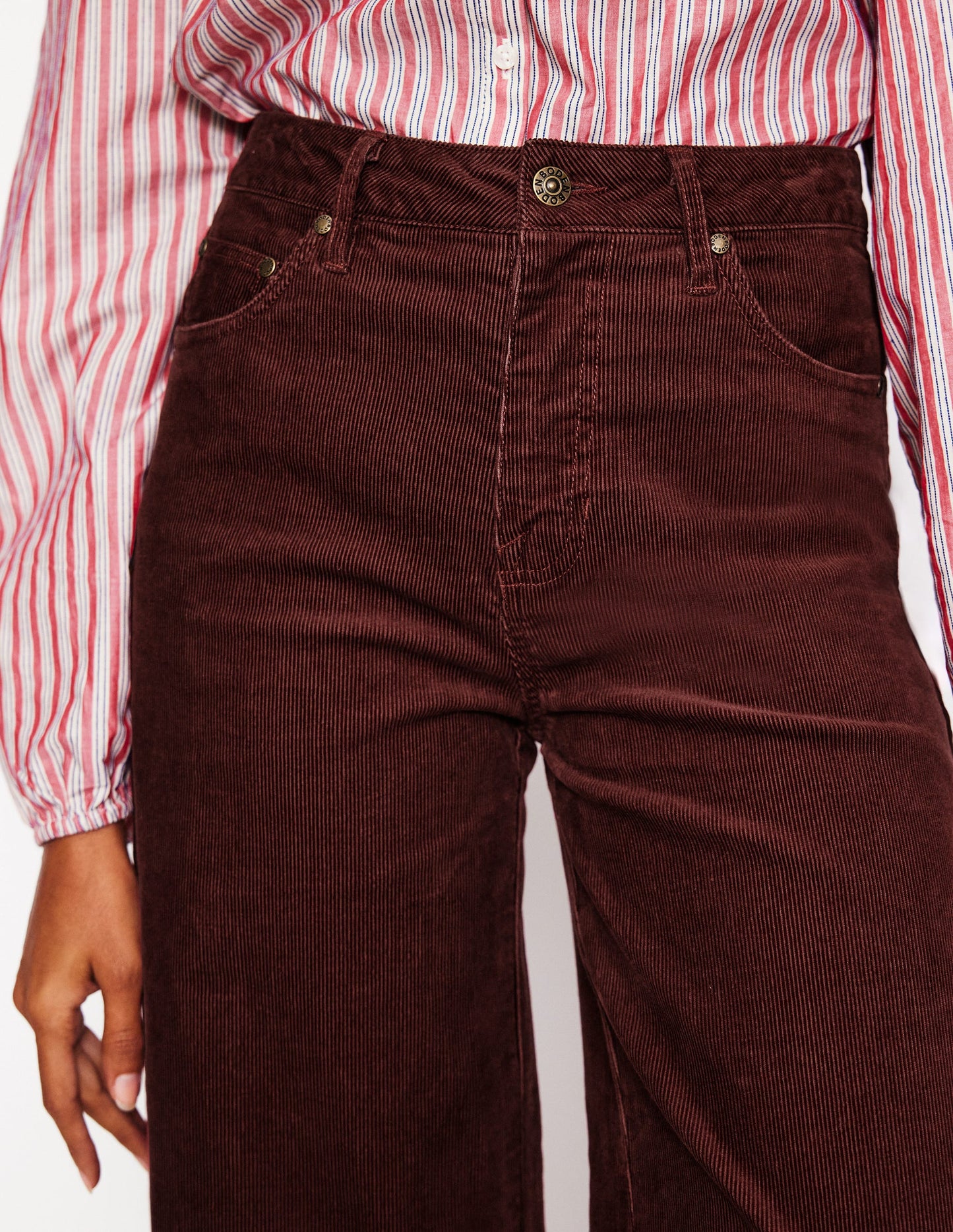 5 Pocket Cord Crop Jeans-Chestnut