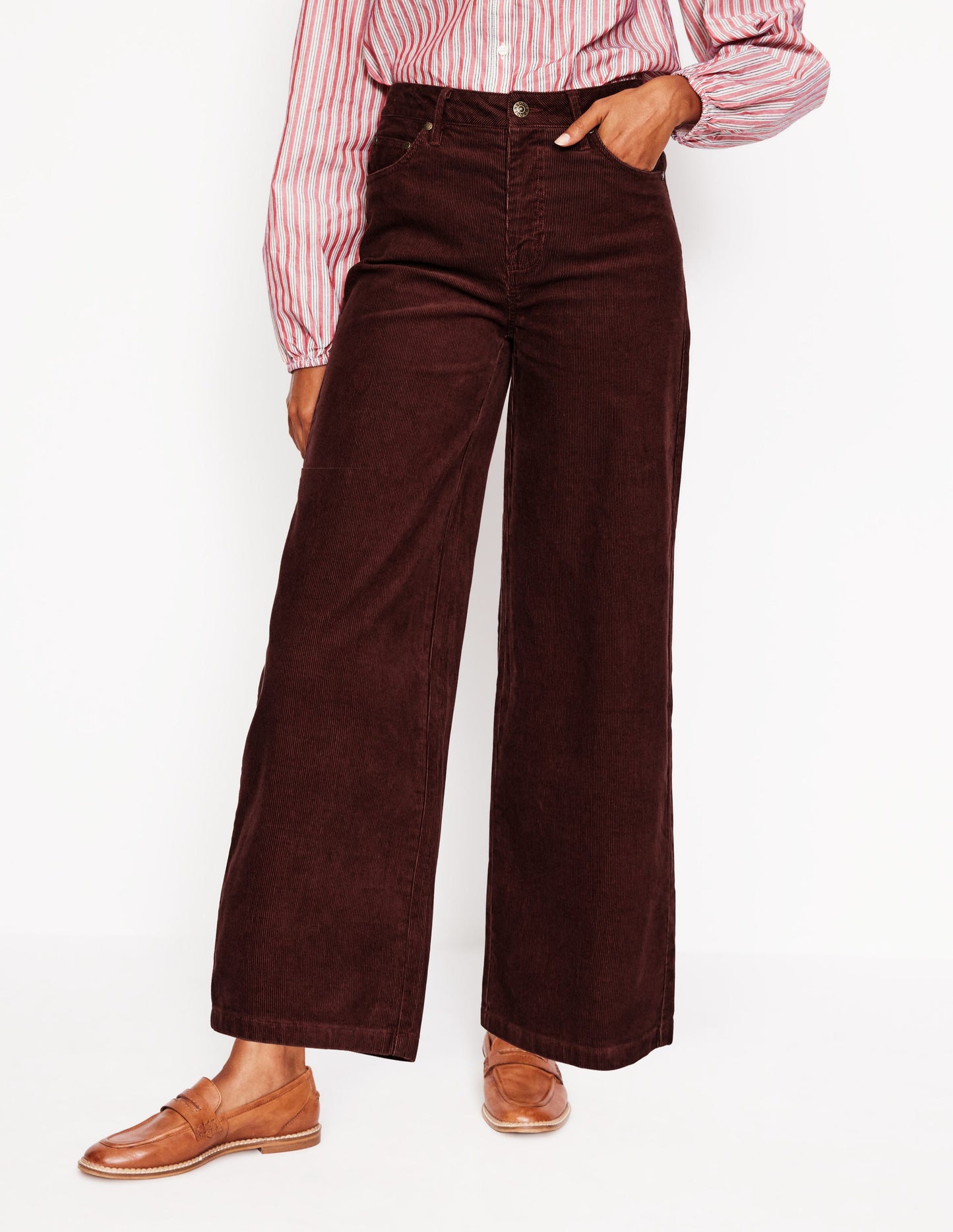 5 Pocket Cord Crop Jeans-Chestnut