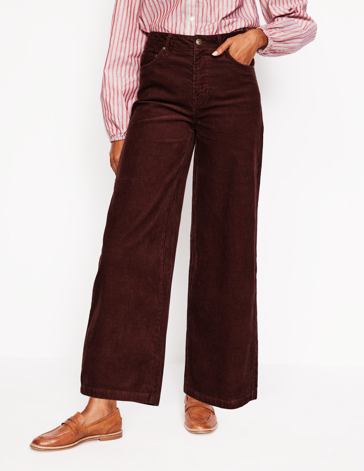 5 Pocket Cord Crop Jeans-Chestnut - Image 4