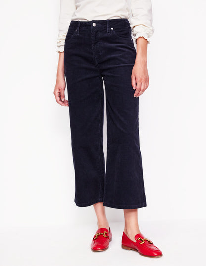 5 Pocket Cord Crop Jeans-Navy