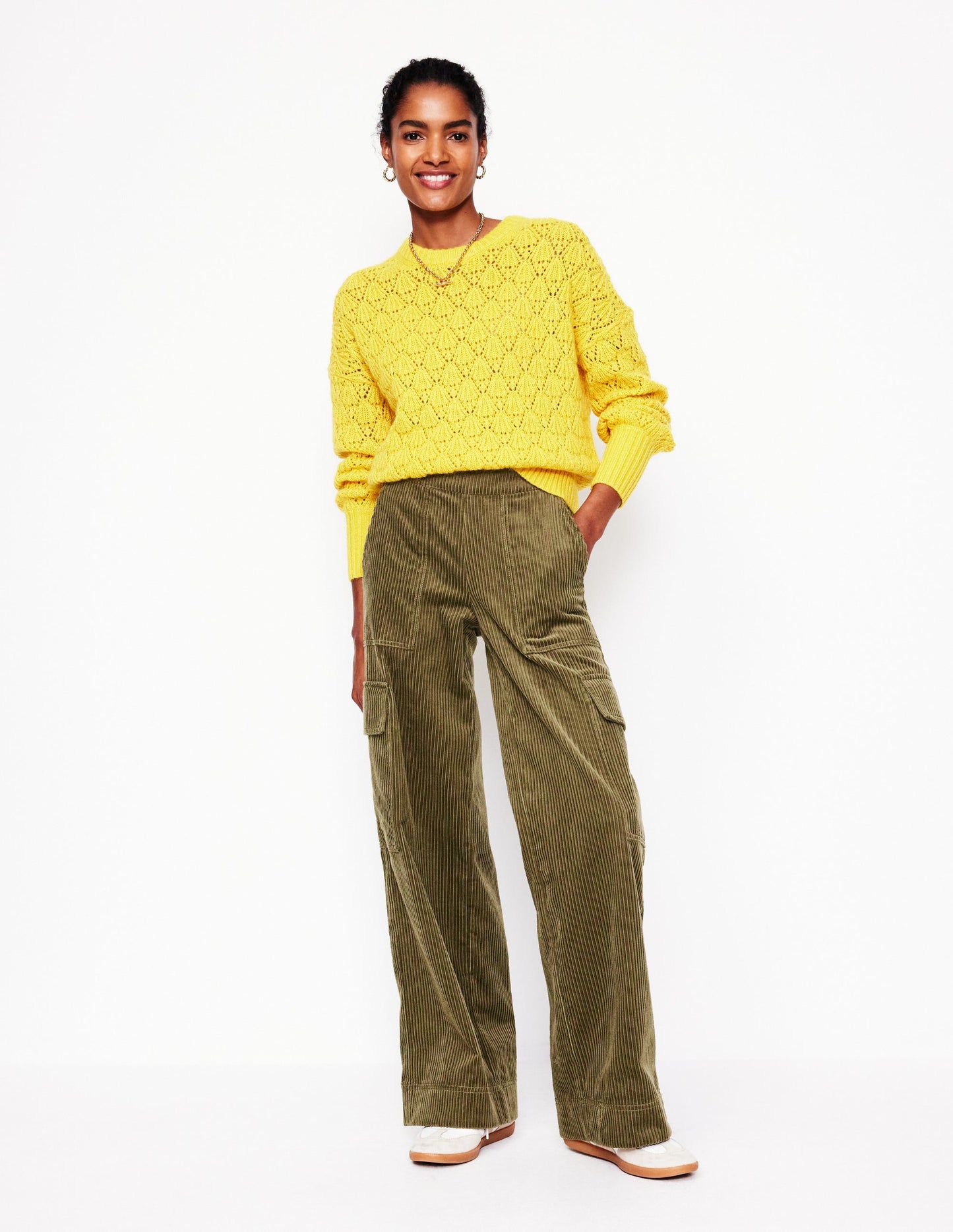 Cord Pull-On Pants-Olive Khaki