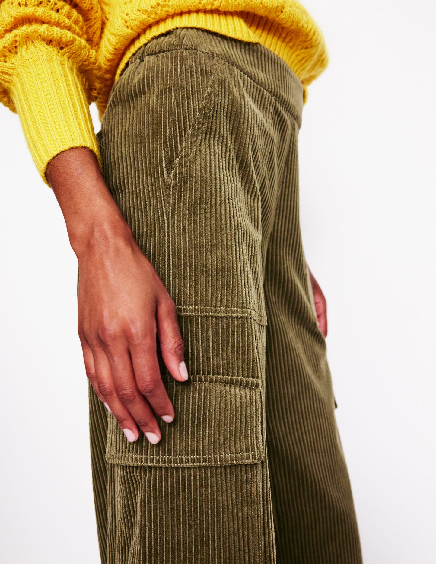 Cord Pull-On Pants-Olive Khaki