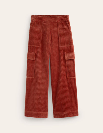 Cord Pull-On Pants-Red