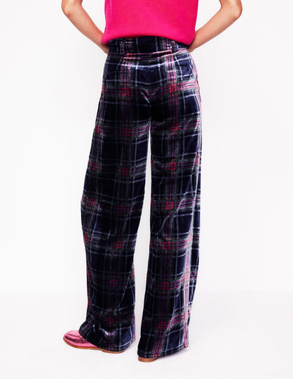 Chiswick Velvet Pants-Navy and Red Check