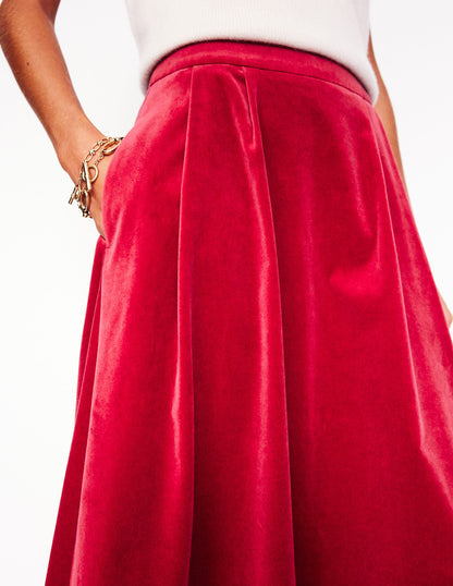 Angelica Velvet Skirt-Red Liquorice