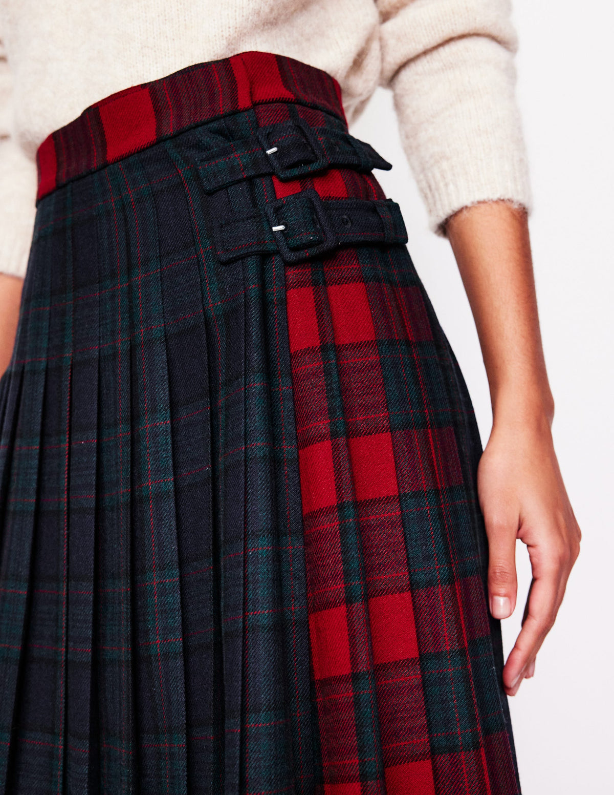 Josephine Midi Kilt-Navy and Green Check-2