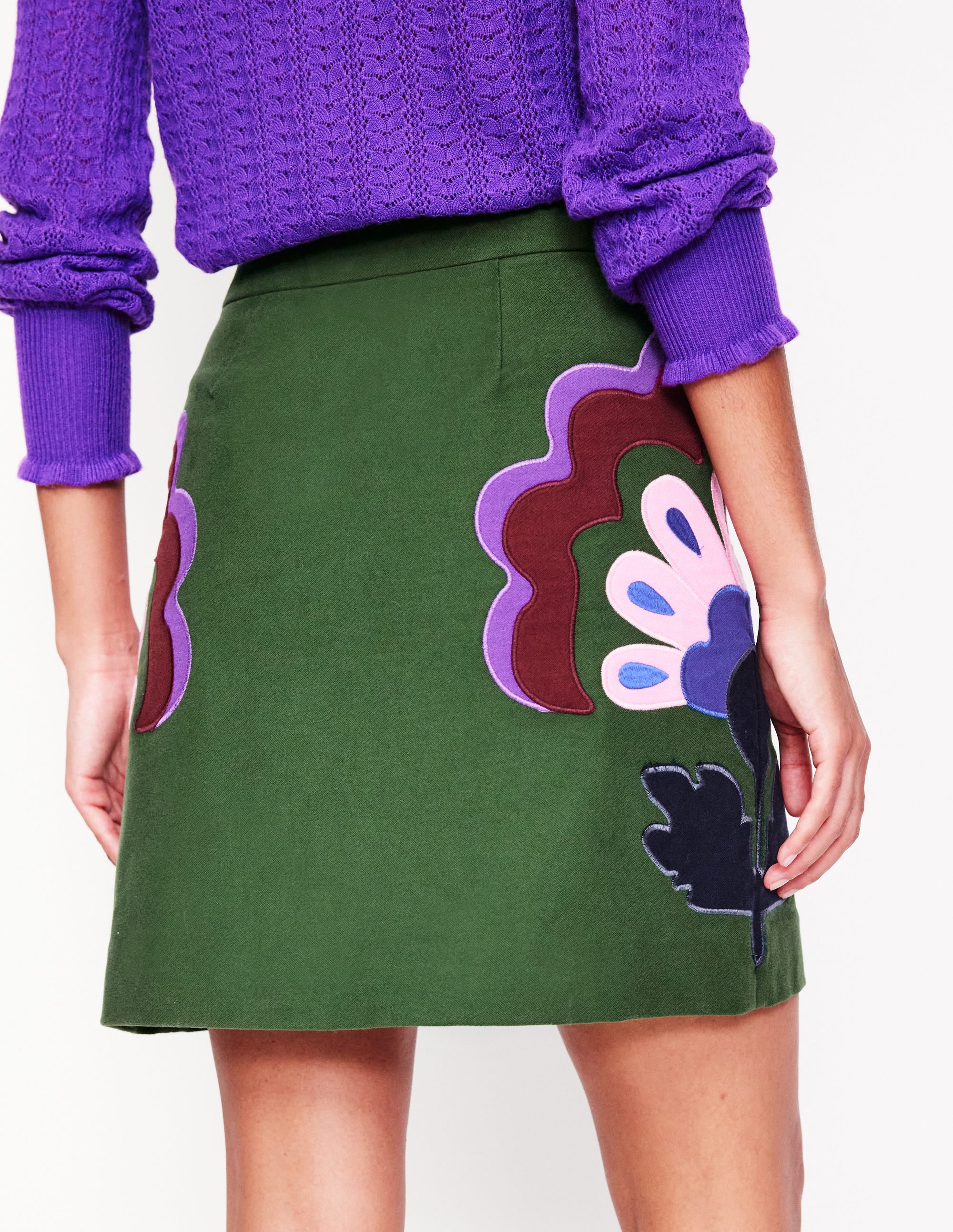 Estella Applique Skirt-Pine, Floral Applique - Image 3