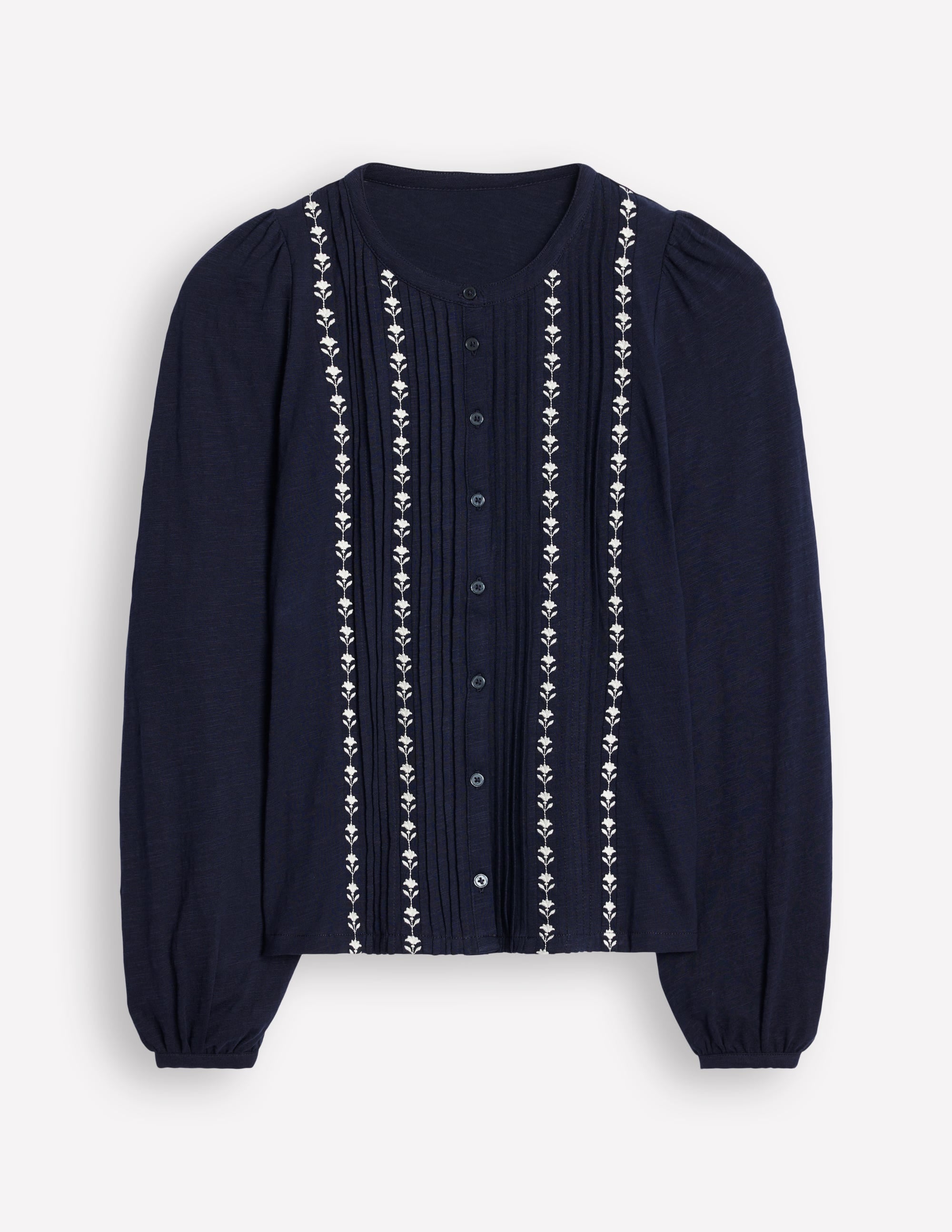 Marina Embroidered Shirt-Navy - Image 5