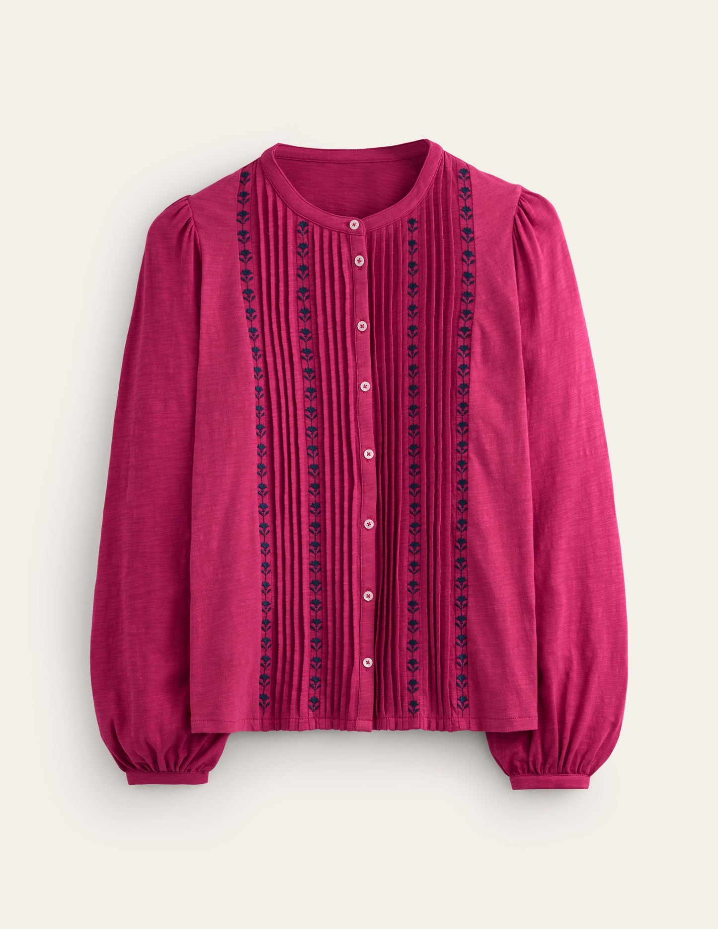 Marina Embroidered Shirt-Cherry Jam