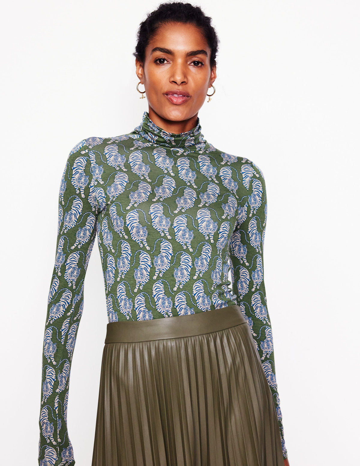 Polly Jersey Top-Chive, Tiger-2