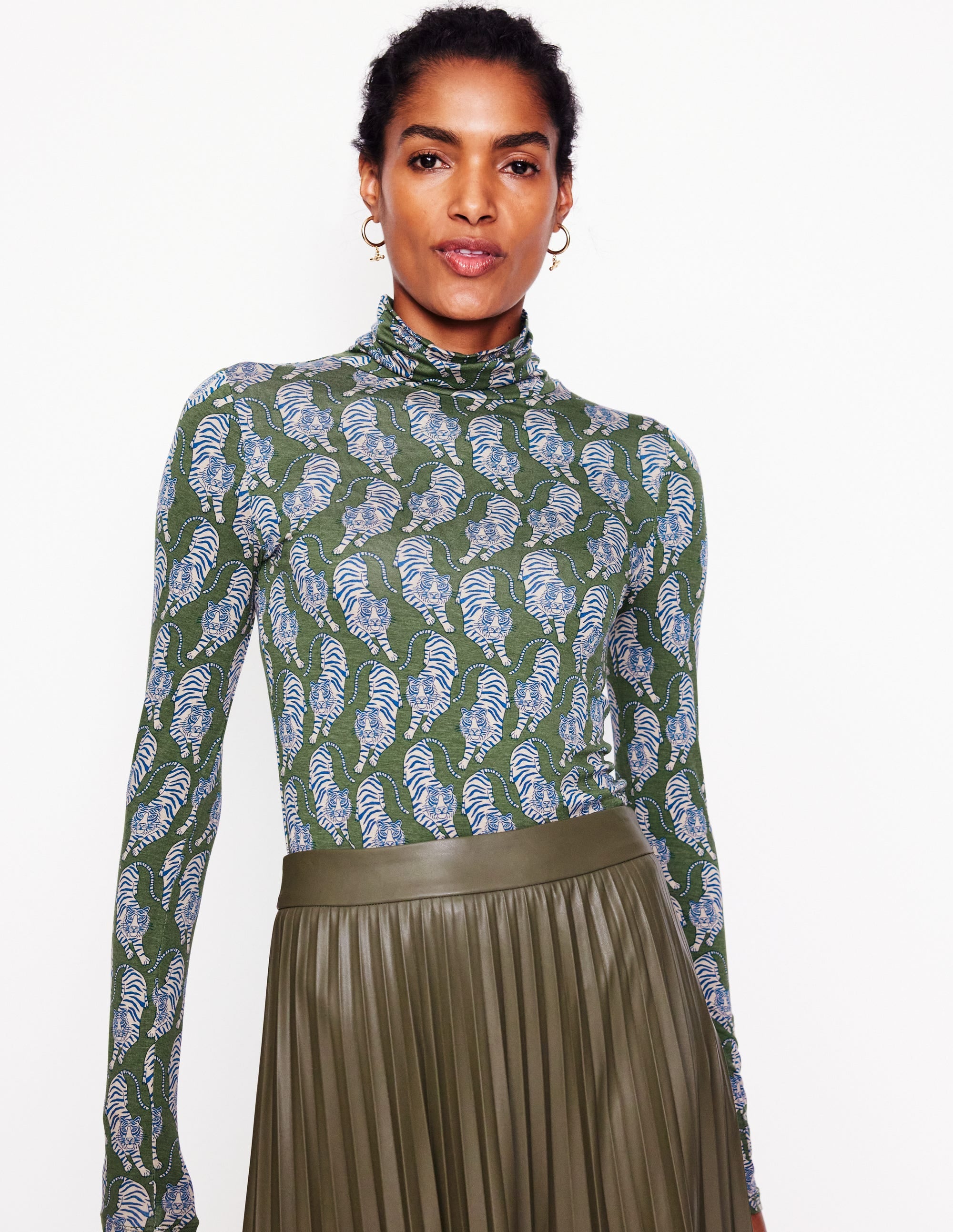 Polly Jersey Top-Chive, Tiger - Image 2