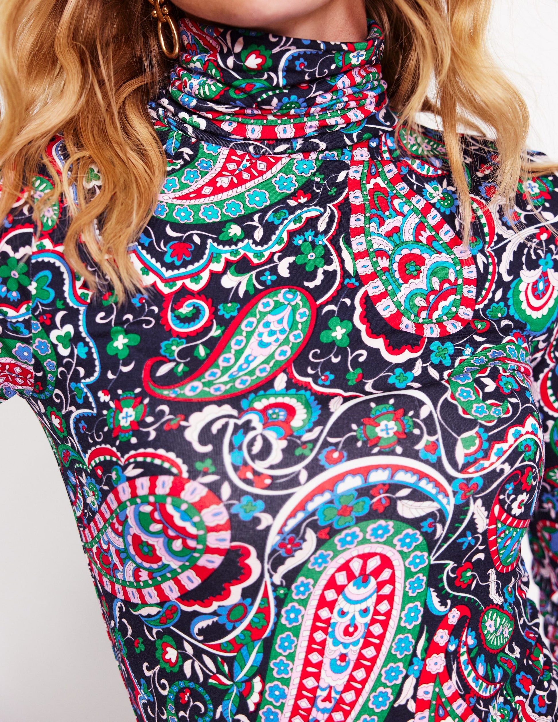 Polly Jersey Top-Navy, Paisley Paradise-2