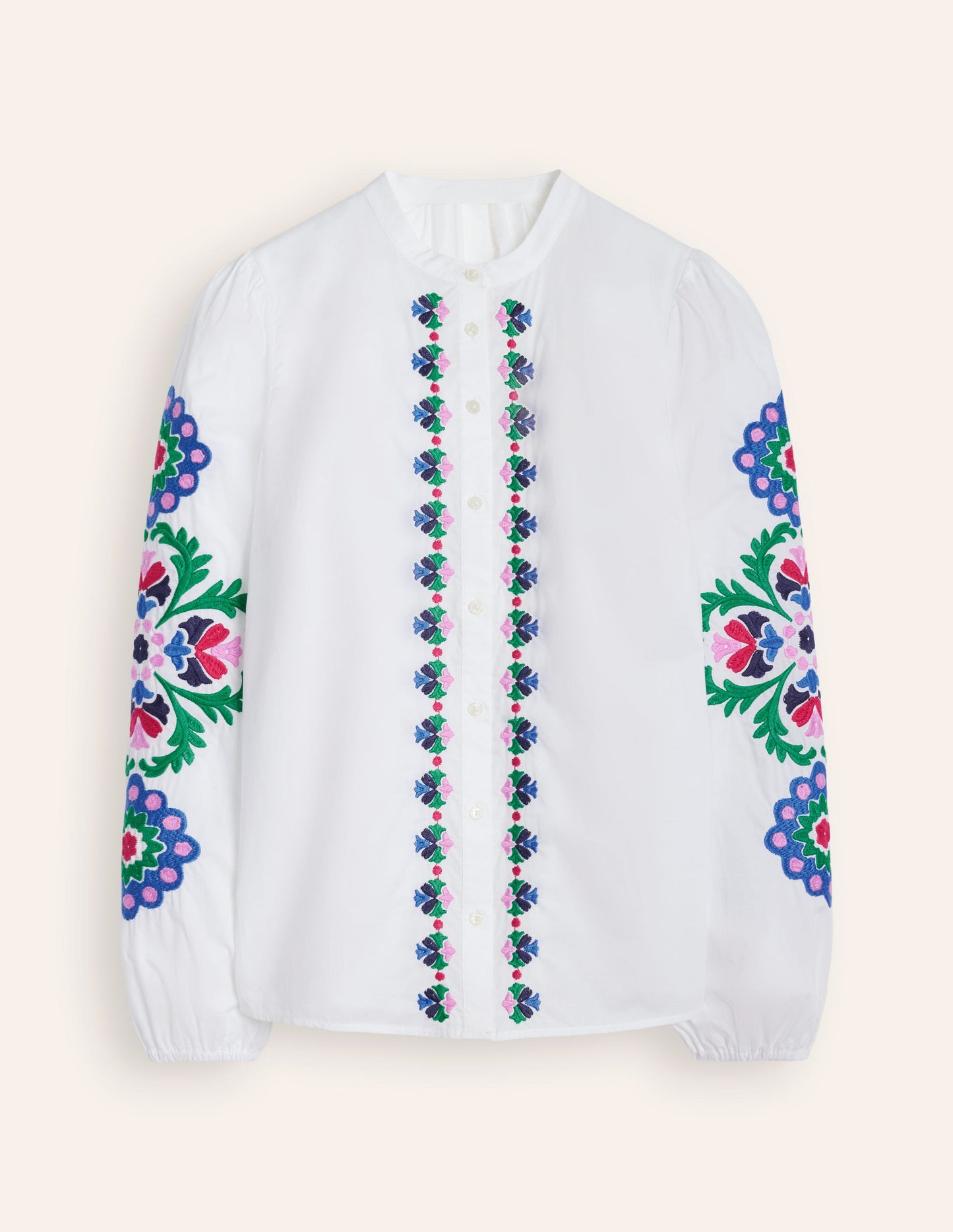 Embroidery Interest Top-White Multi Embroidery