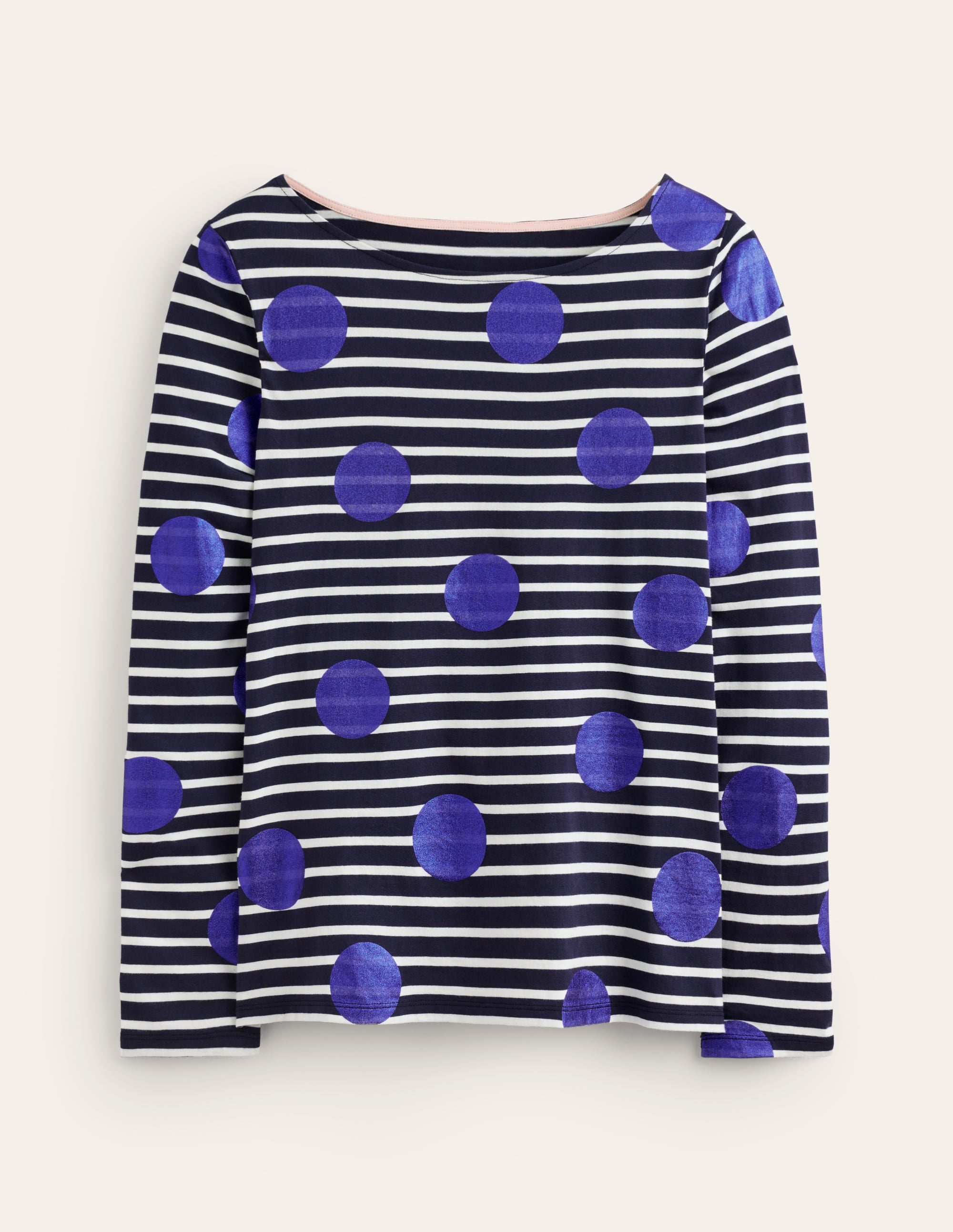 Ella Long Sleeve Breton-Navy, Ivory, Blue Spot - Image 7