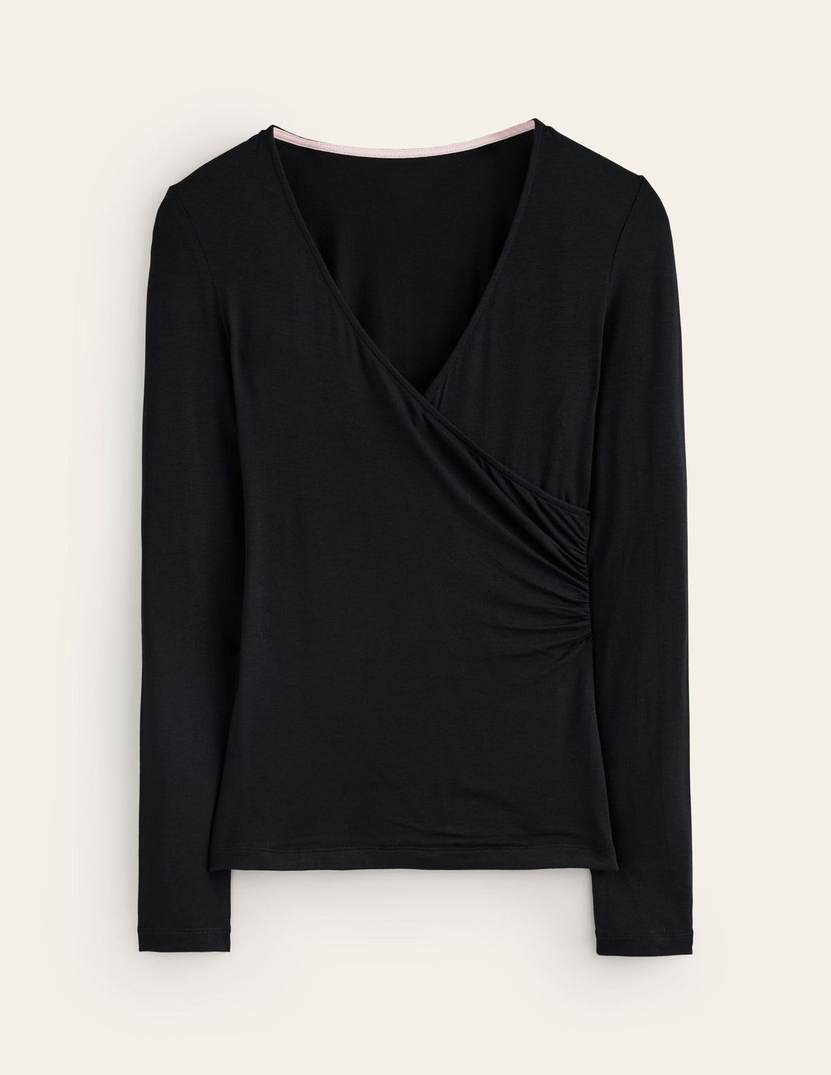 Long Sleeve Wrap Top-Black - Image 5